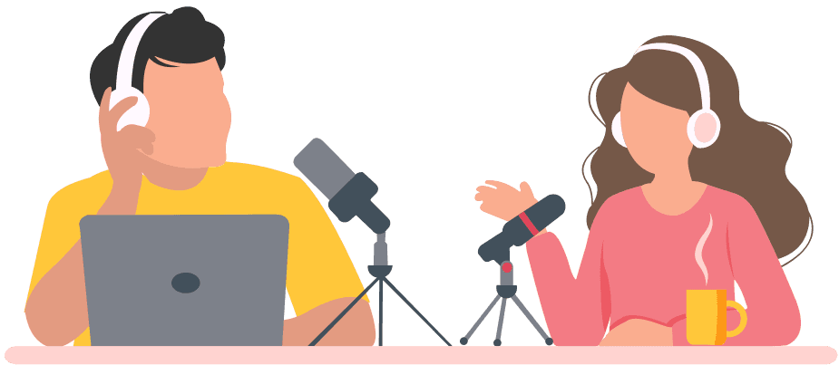 Podcast host and guest recording a conversation
